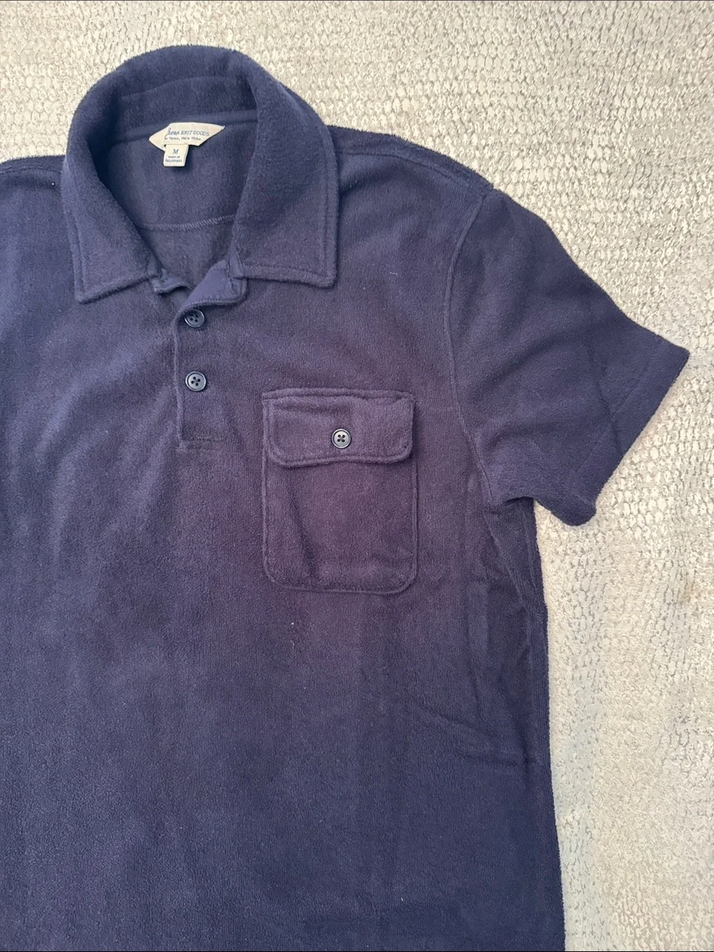 J. Crew Navy Blue Terrycloth Polo Shirt size medium